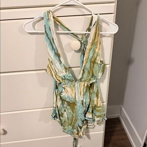 Angel Biba Green and Cream Romper